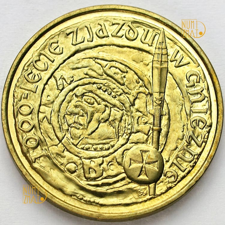 2 zł 2000 r. - Gniezno - 1000-lecie zjazdu w Gnieźnie, dwa złote NG