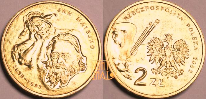2 zł 2002 r. - Jan Matejko - Polscy Malarze XIX/XX Wieku, dwa złote NG