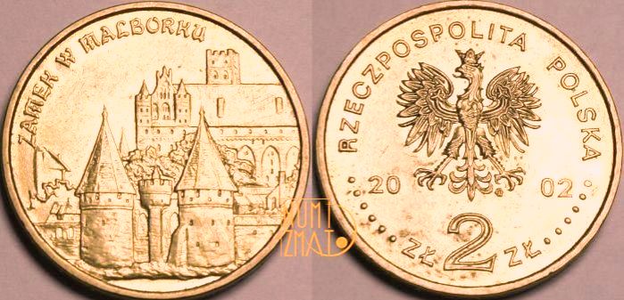 2 zł 2002 r. - Zamek w Malborku - Zabytki Kultury Materialnej w Polsce, dwa złote NG