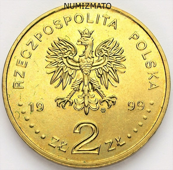 2 zł 1999 r. - Jan Łaski, reformator Kościoła, dwa złote NG