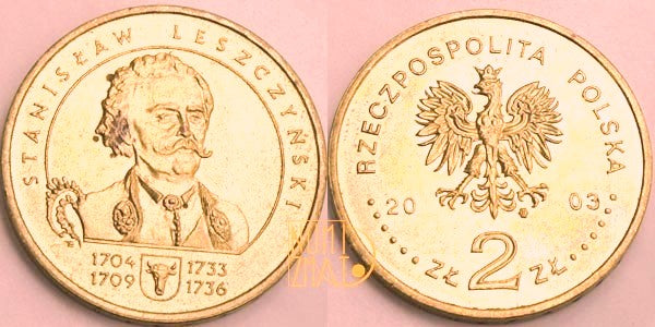 2 zł 2003 r. - Stanisław Leszczyński - Poczet królów i książąt polskich, dwa złote NG