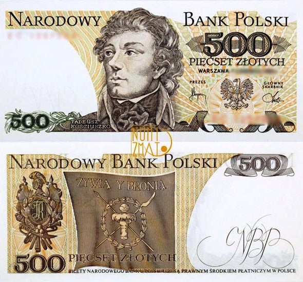 1. Banknot 500 zł 1982 SERIA LOSOWA, KOŚCIUSZKO pięćset złotych UNC