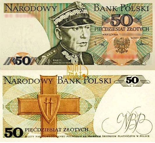 Banknot 50 zł 1988 SERIA GY, ŚWIERCZEWSKI pięćdziesiąt złotych UNC